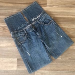 NY&Co Slim Slouch Dark Distressed Jeans 4